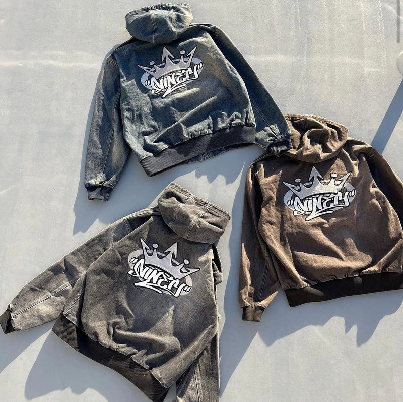 King Logo Vintage Denim Hoodie – YZ