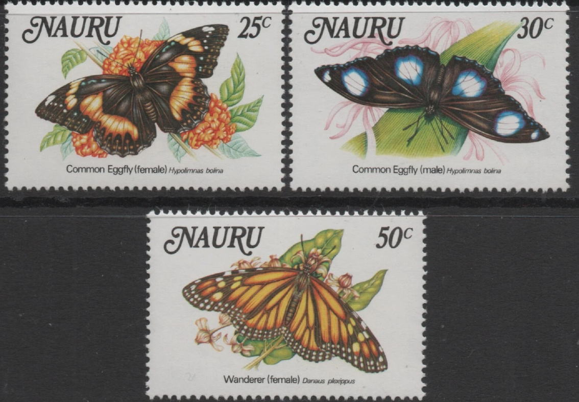 ナウル切手 1984年 昆虫 蝶 グレートエッグフライ 3種 - すてきな郵便