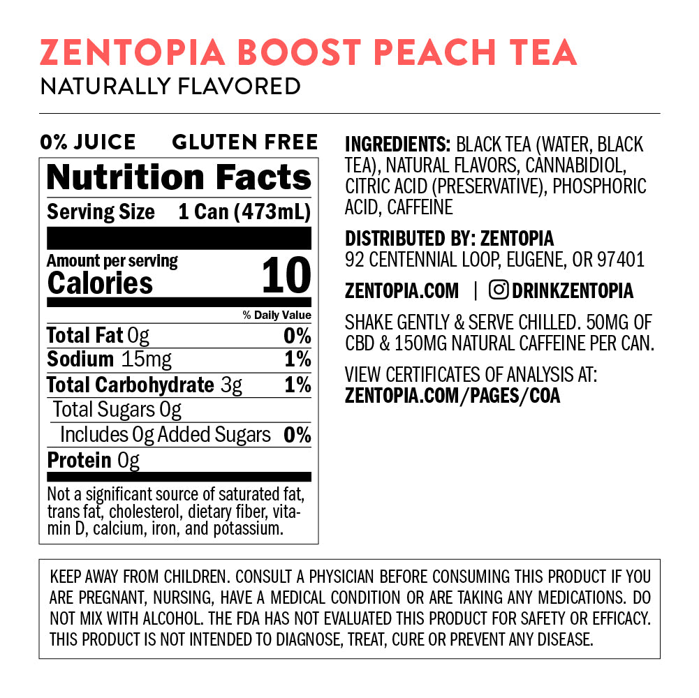 Caffeinated CBD Tea | Peach Boost - Zentopia