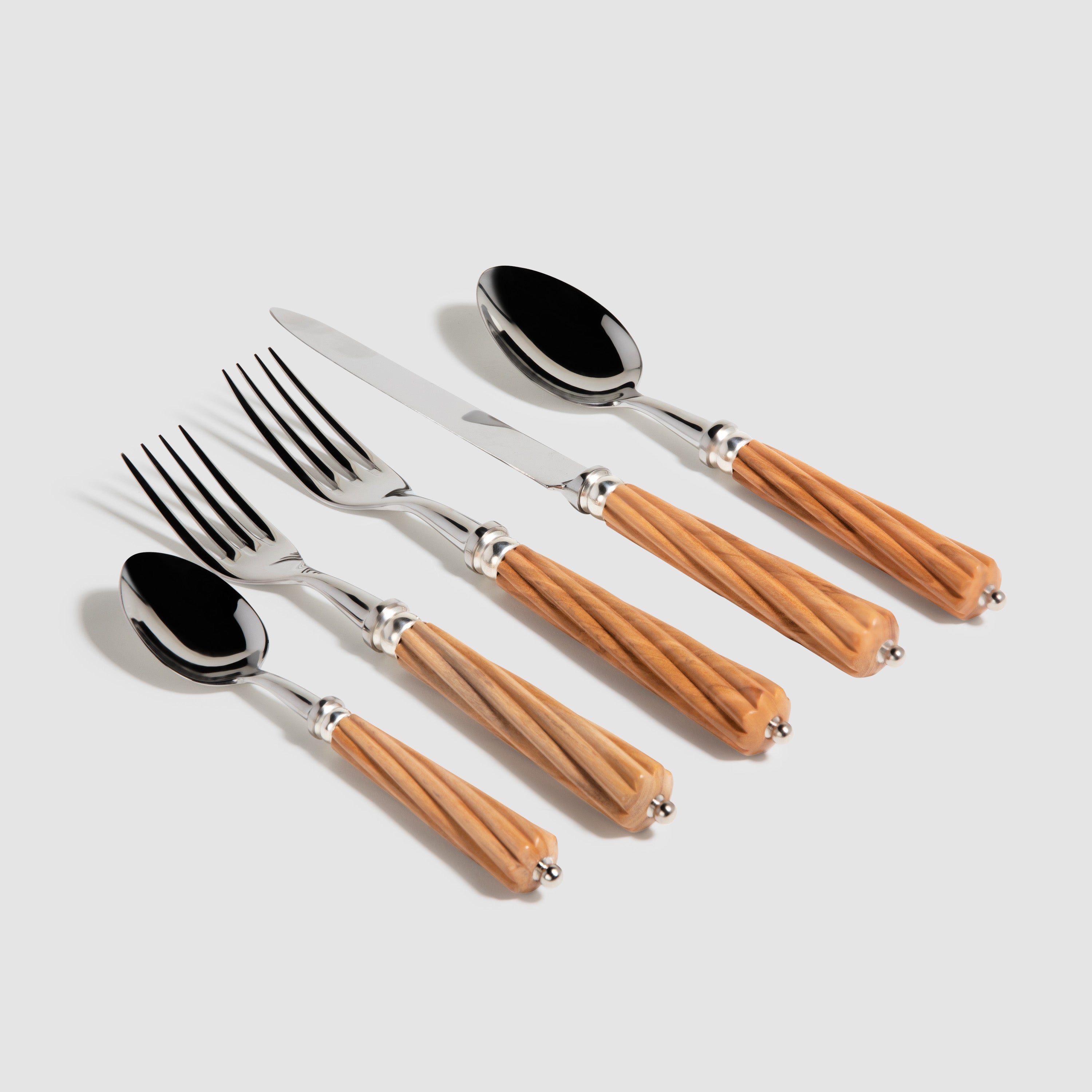 Romilly 5pc Stainless Cutlery Set with Carved Olivewood – Z.d.G.