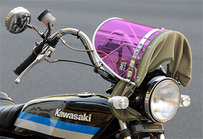 ピンク風防 フチ白/昭和布タレ | 旧車バイクカスタムパーツのゼット