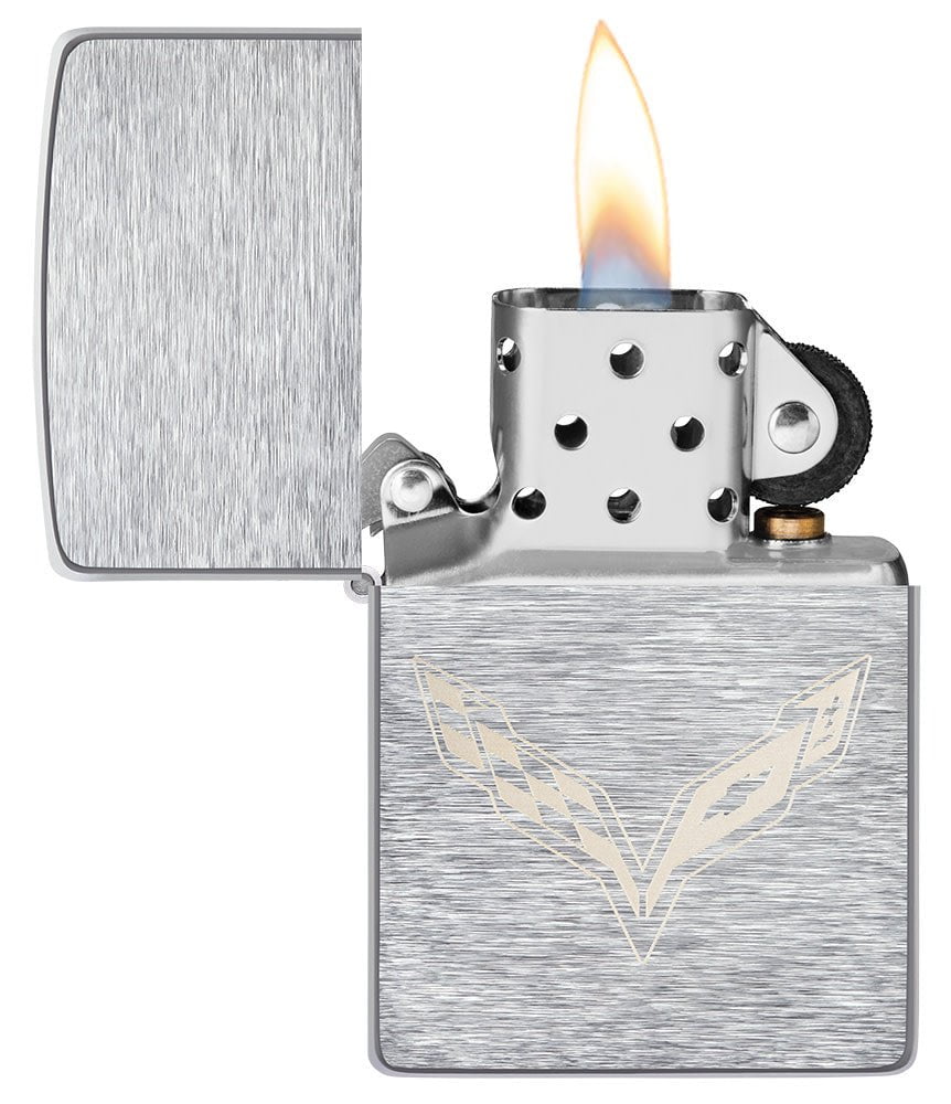 Chevrolet® Corvette Design Brushed Chrome Windproof Lighter