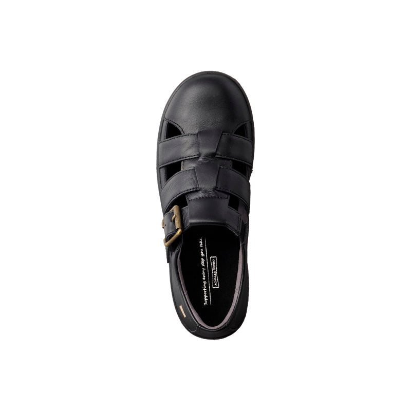 アキレス・ソルボ C 554 黒｜牛革3E ストラップ付きグルカシューズ