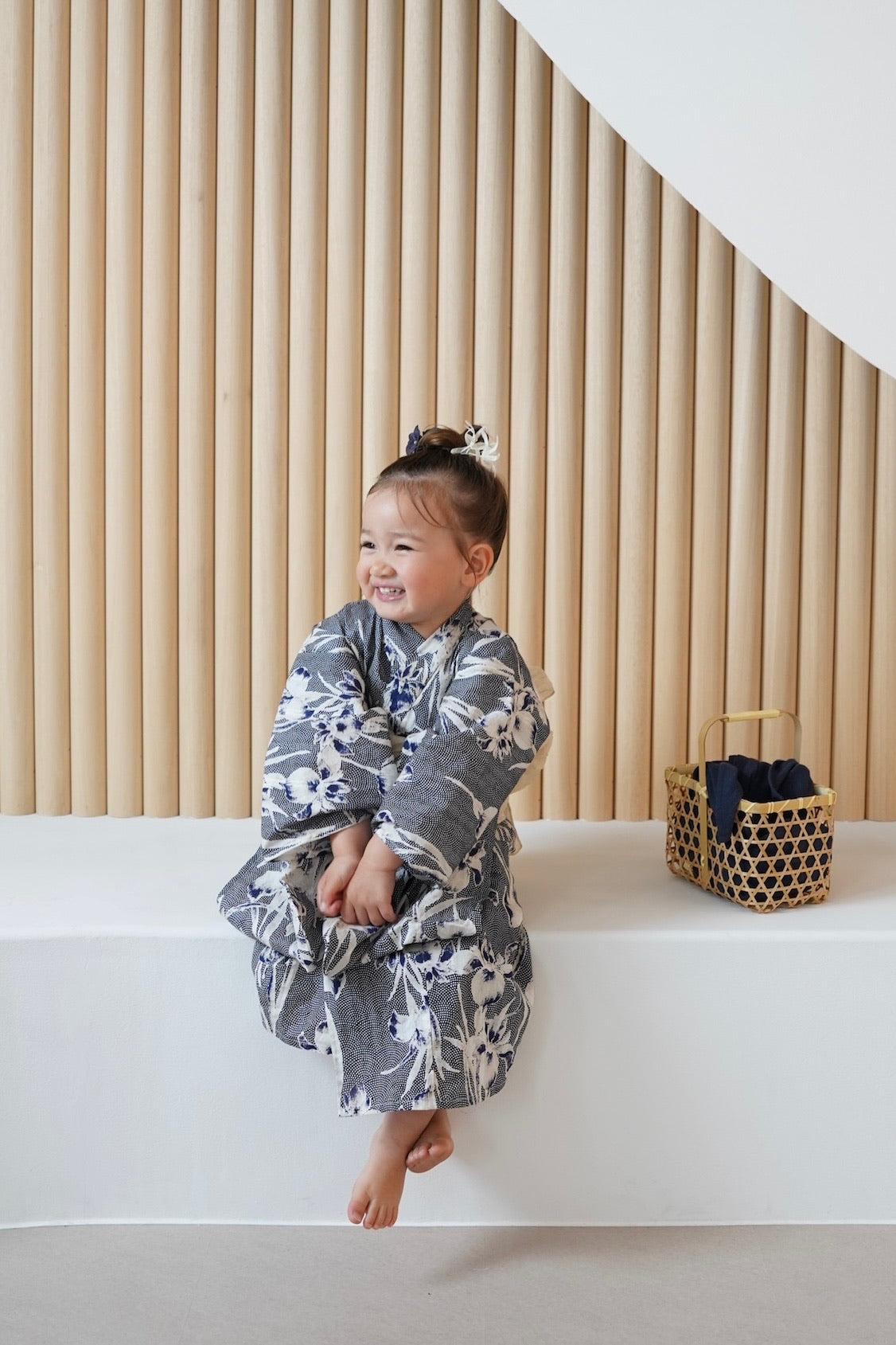 utatane×Acka.］kids 鮫小紋と菖蒲 navy 浴衣3set – Acka online store