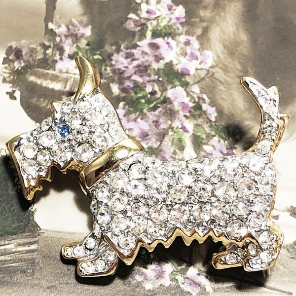 英国ヴィンテージジュエリー テリア犬ブローチ|ACTON ANTIQUES英国