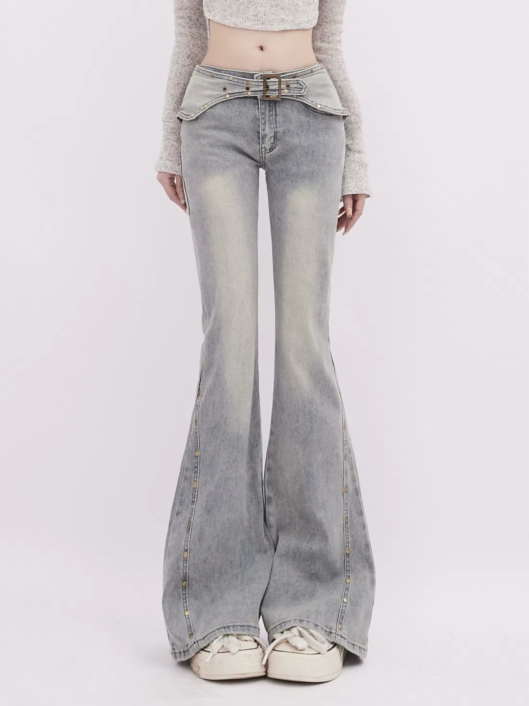 2000s Gray Flare Jeans – Y2K Inspired Grunge Denim Pants – AGCW