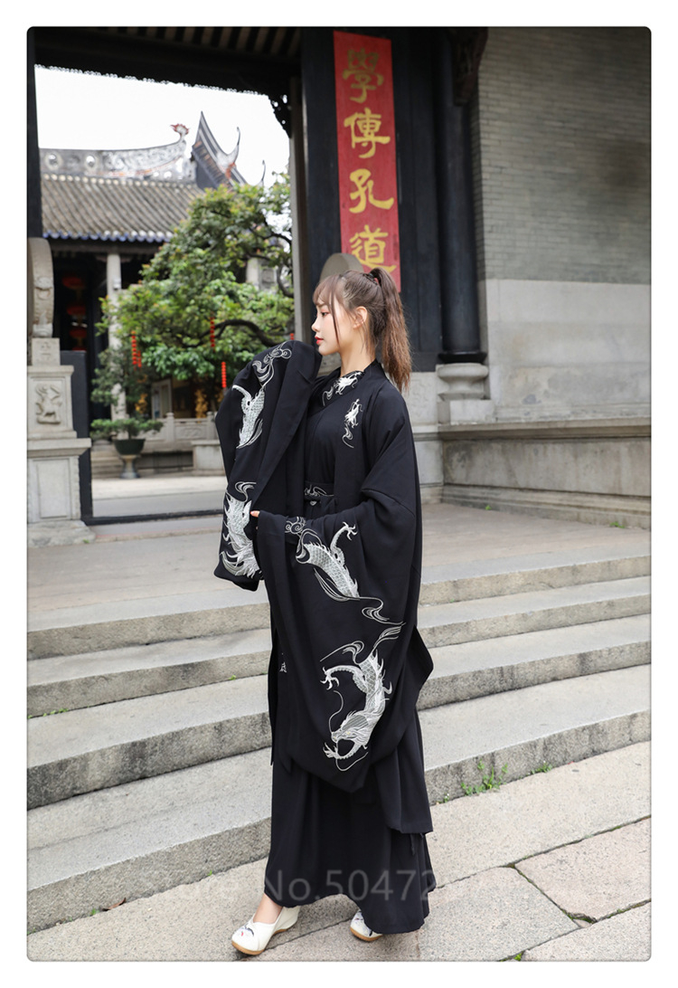 Japanese Embroidery Women Kimono Dress Men Samurai Cosplay
