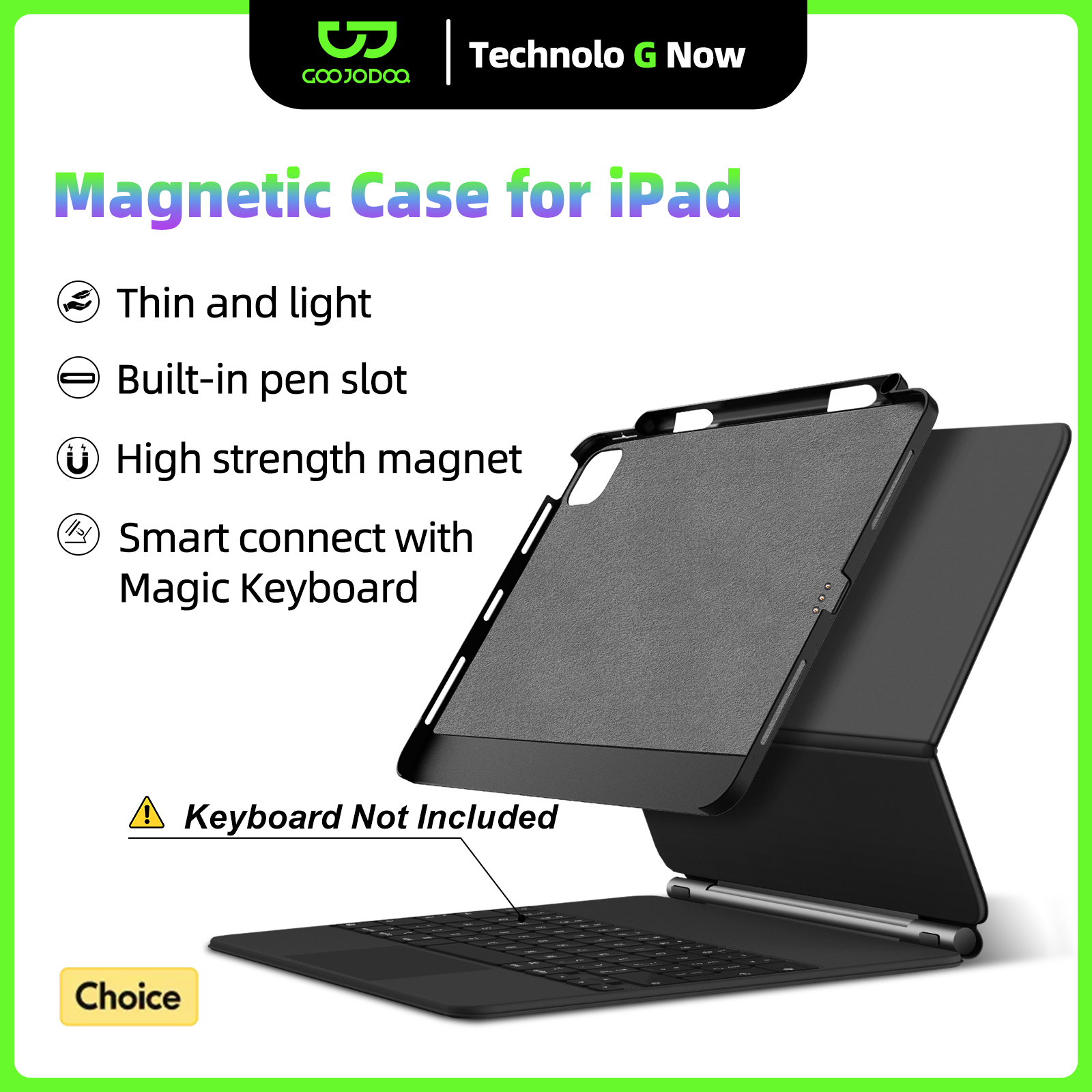 GOOJODOQ Magnetic Case for iPad Pro 11 13 2024 M4 Air 6 Air 4/5