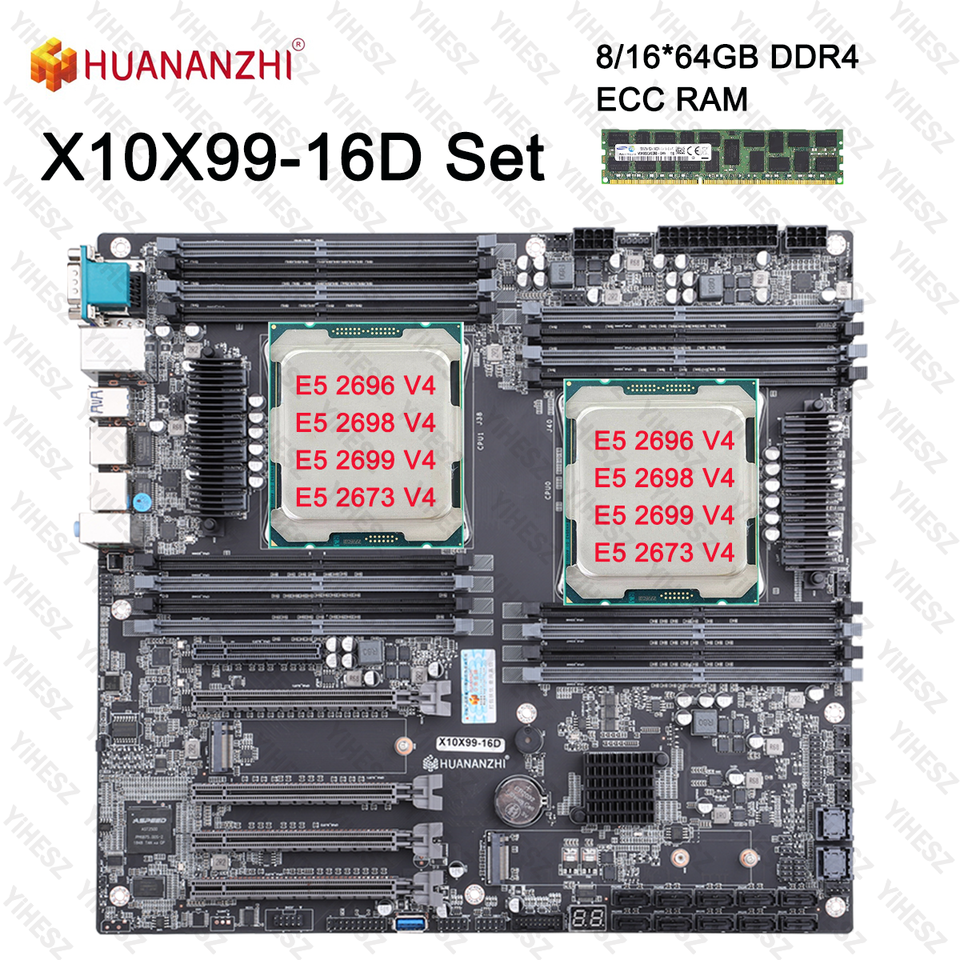 HUANANZHI X10X99 Kit Motherboard Dual CPU With 2*E5 2696/2673/2698