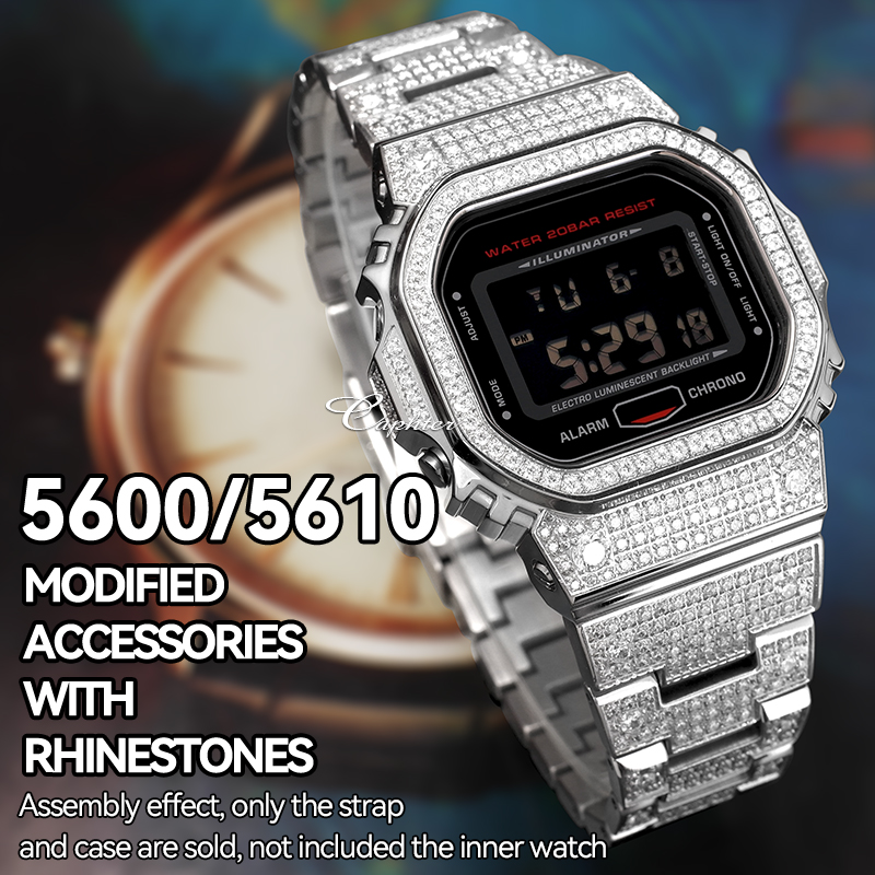 Caphterダイヤモンド象眼細工時計ケース、ステンレス鋼ベゼル、時計