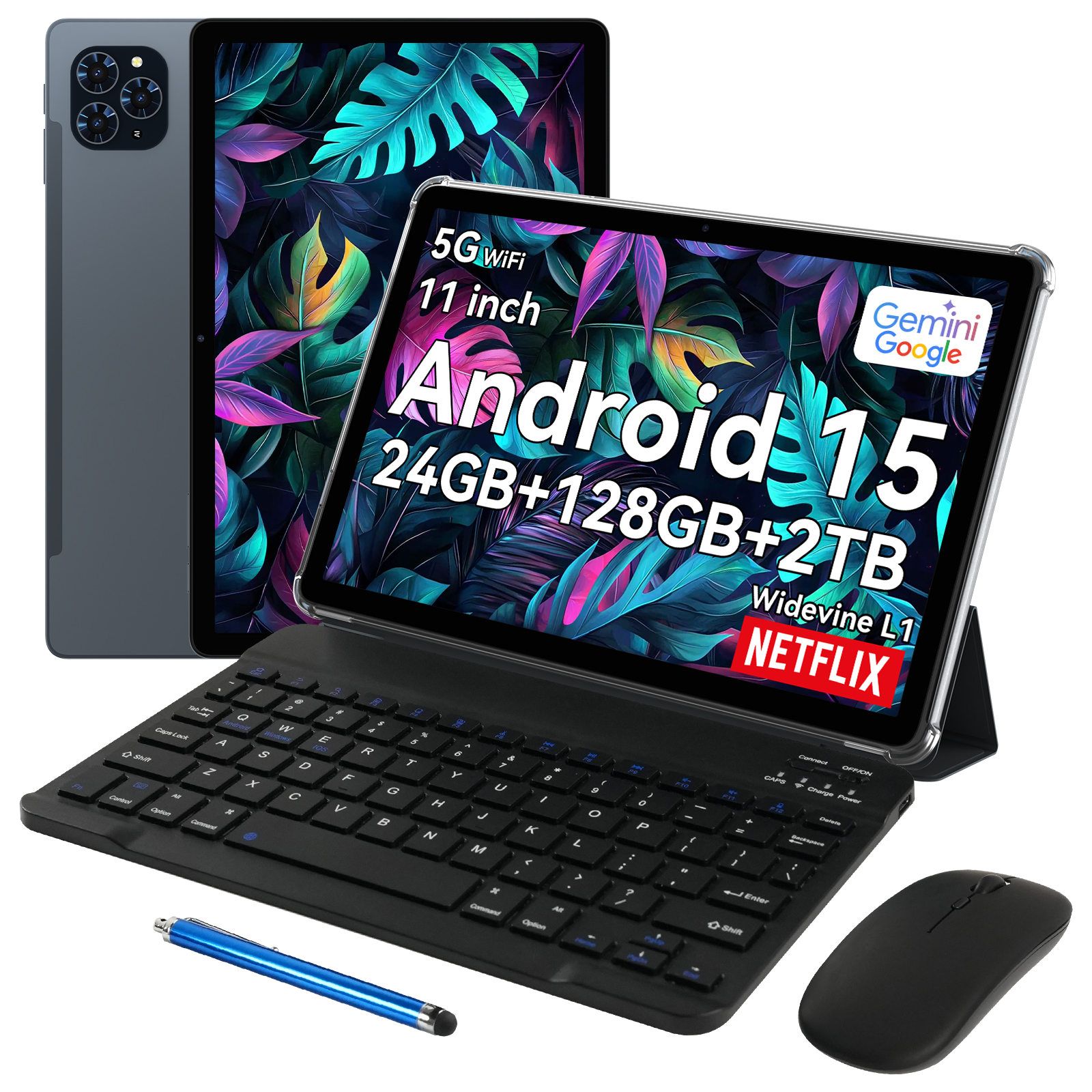 TABWEE T90 Android 15 11'' Tablet PC with Keyboard, Gemini AI, 8+