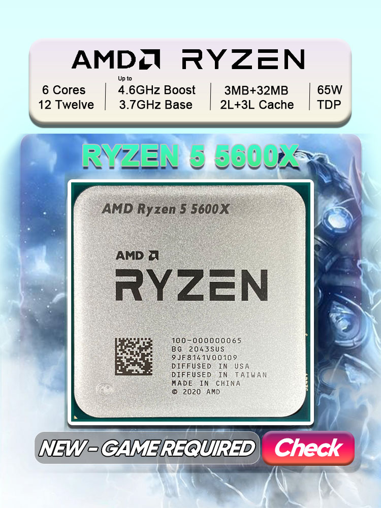 AMD R5 5600X Ryzen 5 5600X New 3.7 GHz 6-Core 12-Thread CPU 7NM