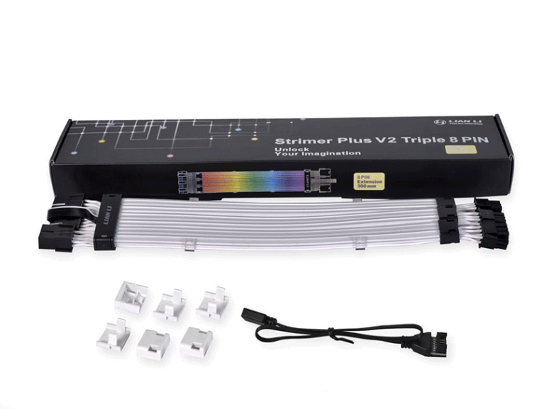 LianLi Strimer Plus V2、5v A-RGB 電源延長ケーブル 24P+8PINX3