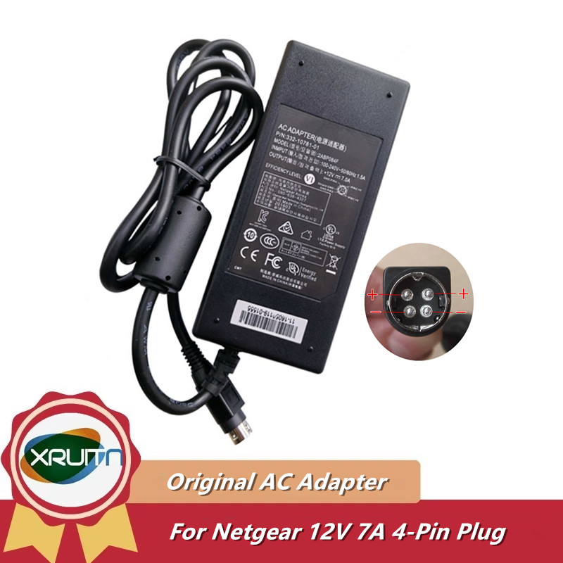 ネットギア用acアダプター充電器、純正電源、4ピン、12v、7a、84w、nu