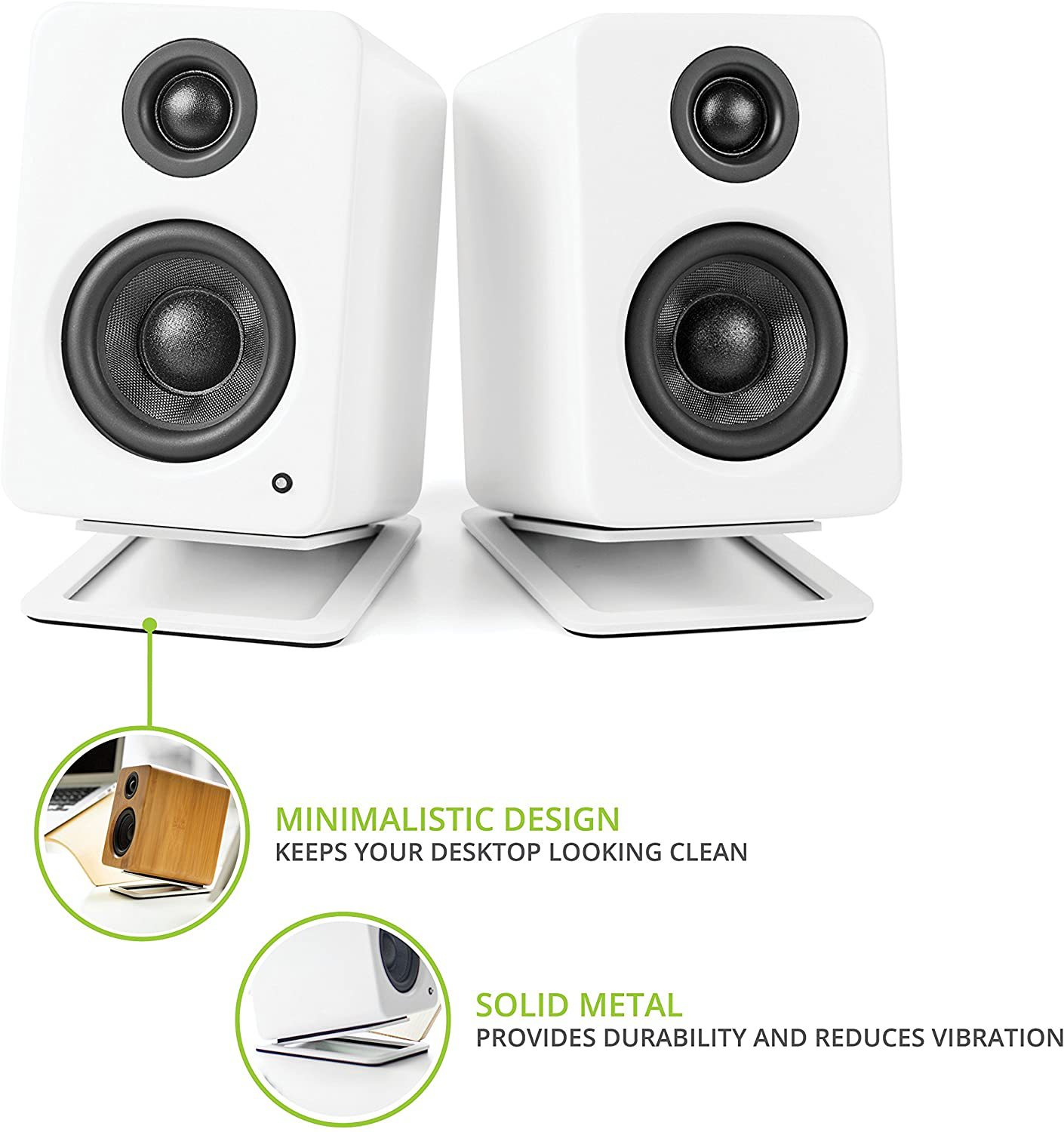 2 個のデスクトップスピーカースタンド、中型本棚スピーカー用 & 中型