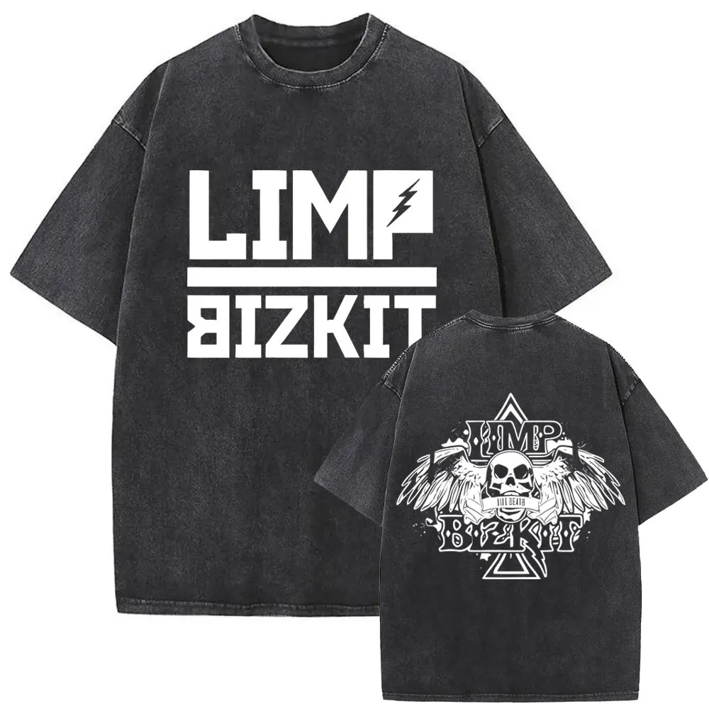Washed Vintage Rock Band Limp Bizkit Graphic T-shirt Men Women Hip