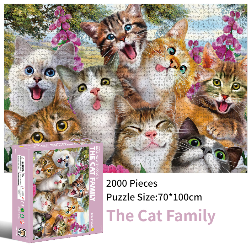 70*100cm 2000pcs Advanced Paper Jigsaw Puzzle The Cat Family