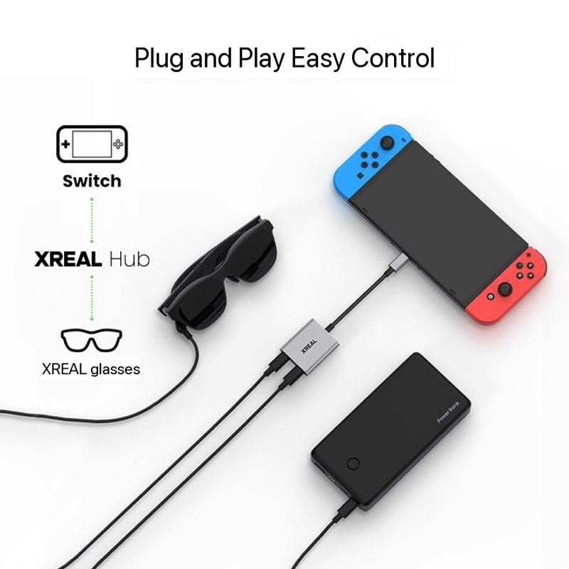 XREAL Hub 120hz 2IN1 USB-C PD Fast Charging Adapter Portable Video