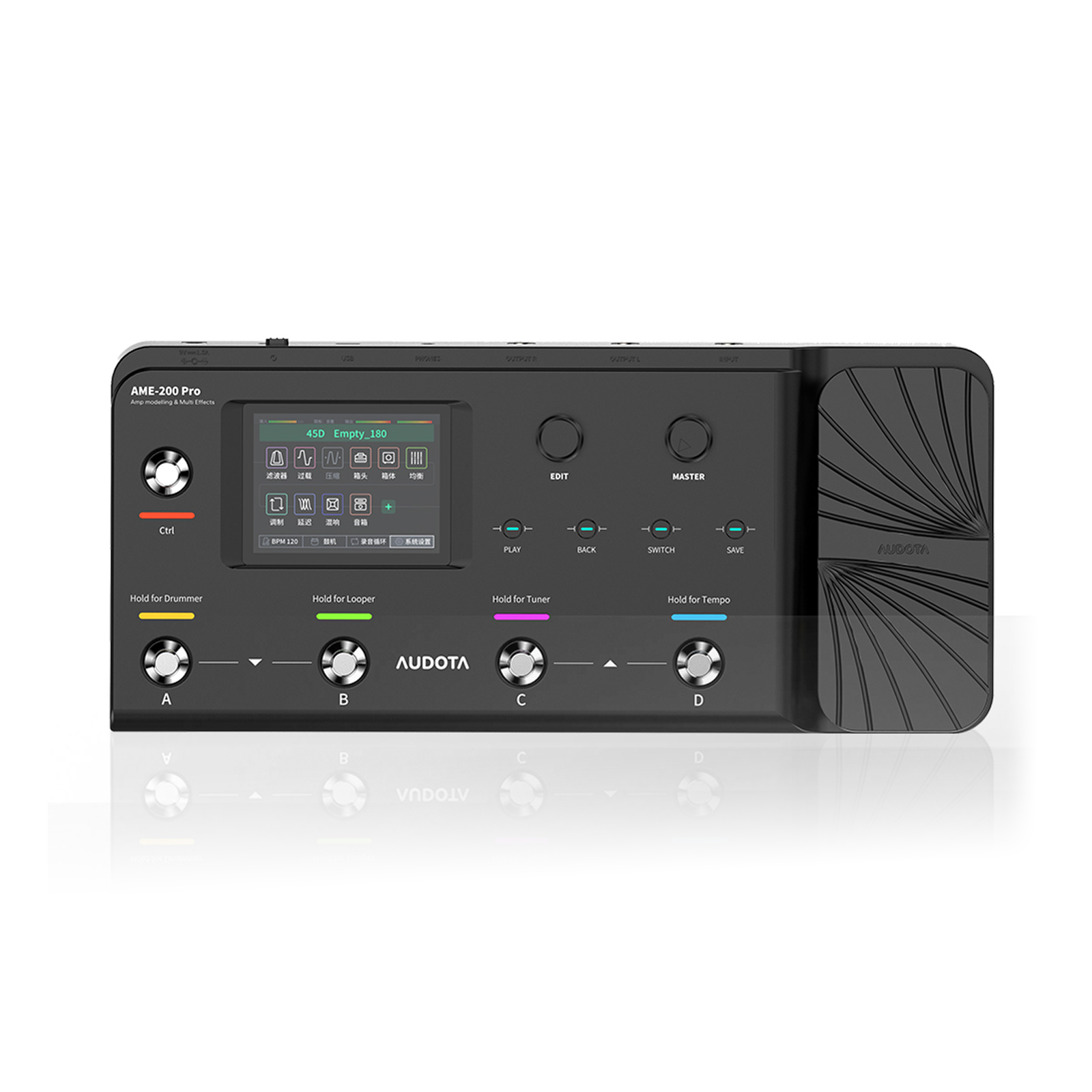 Audota Ame-200 Pro Guitar Processor with Built-In Tuner, 50 Drums