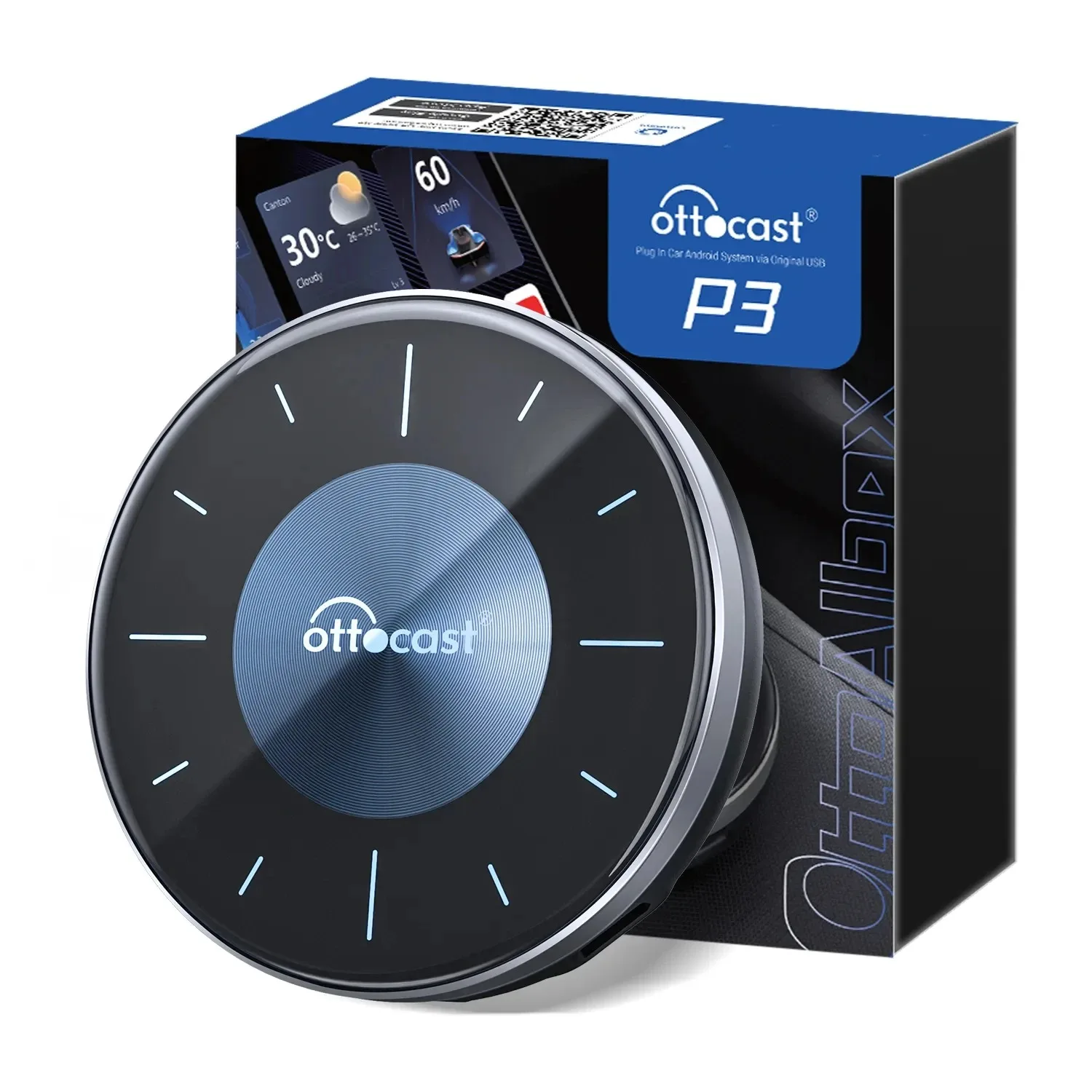 OTTOCAST OttoAiBox P3 CarPlay AI Box Wireless Android Auto TV Box