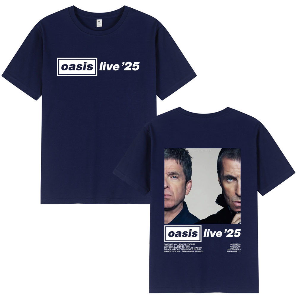 O-Oasis Live 25 Tour T-Shirts British Rock Band T-shirt Mens