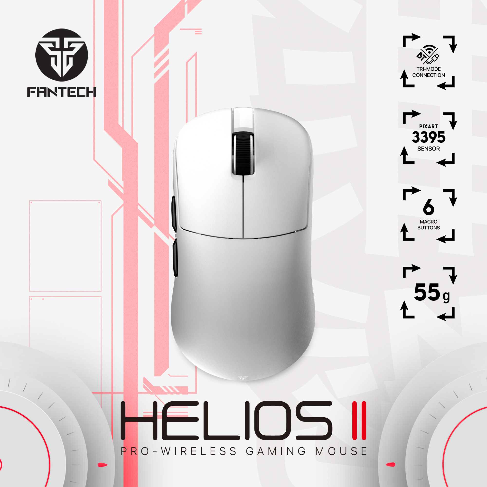 FANTECH HELIOS II XD3 V3 Wireless Gaming Mouse PAW3395 26000DPI