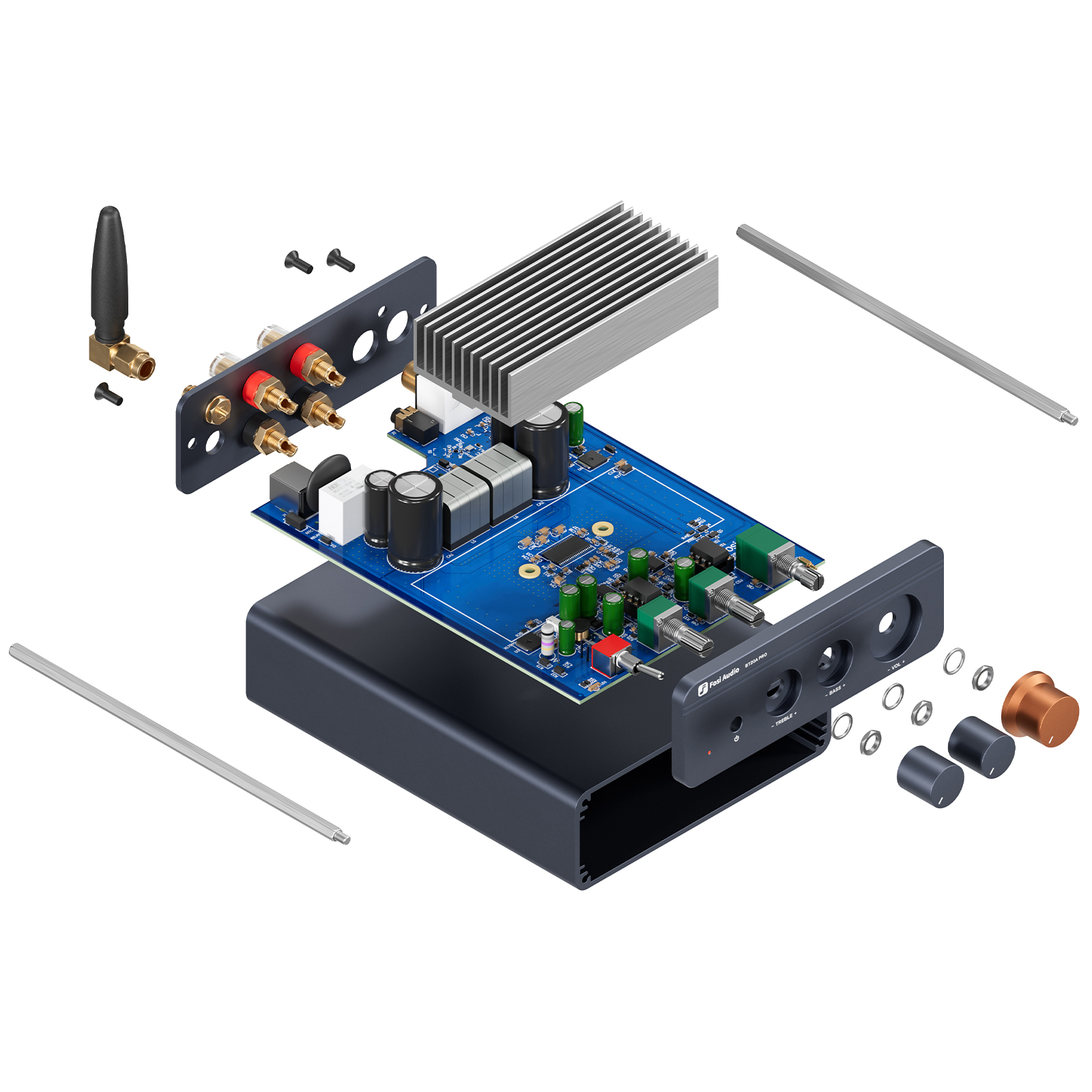Fosi-Bluetooth Audio-TPA3255サウンドパワーアンプ,300W,2つのミニ