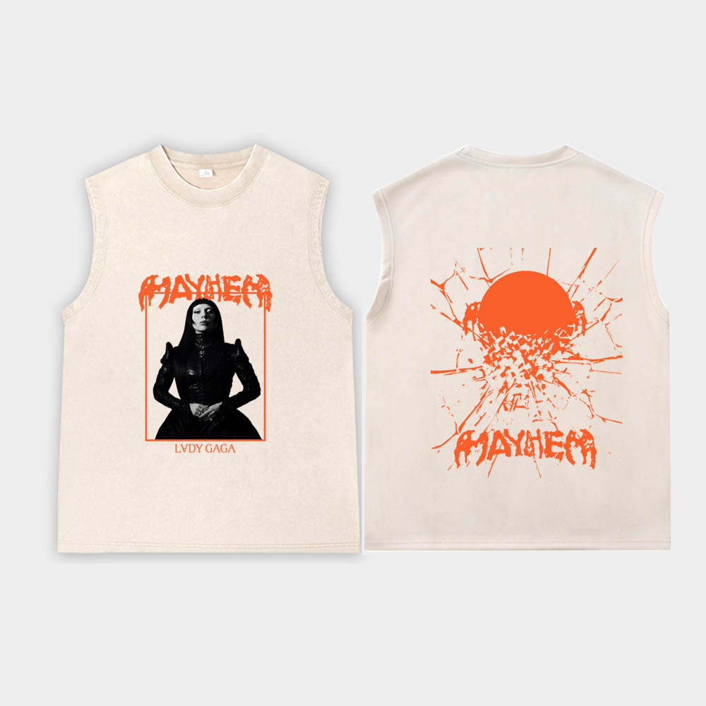 Lady GAGA The Mayhem Ball Tour 2025 Tank Tops Washed Vest T-Shirt