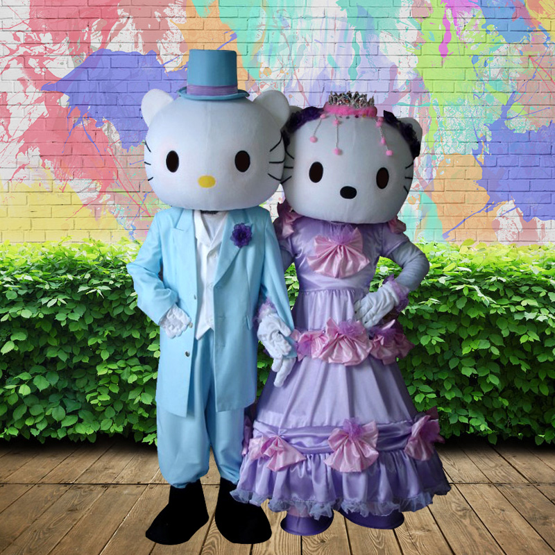 New Cute Hello Kitty Mascot Costume Pink Cat Cosplay Costume