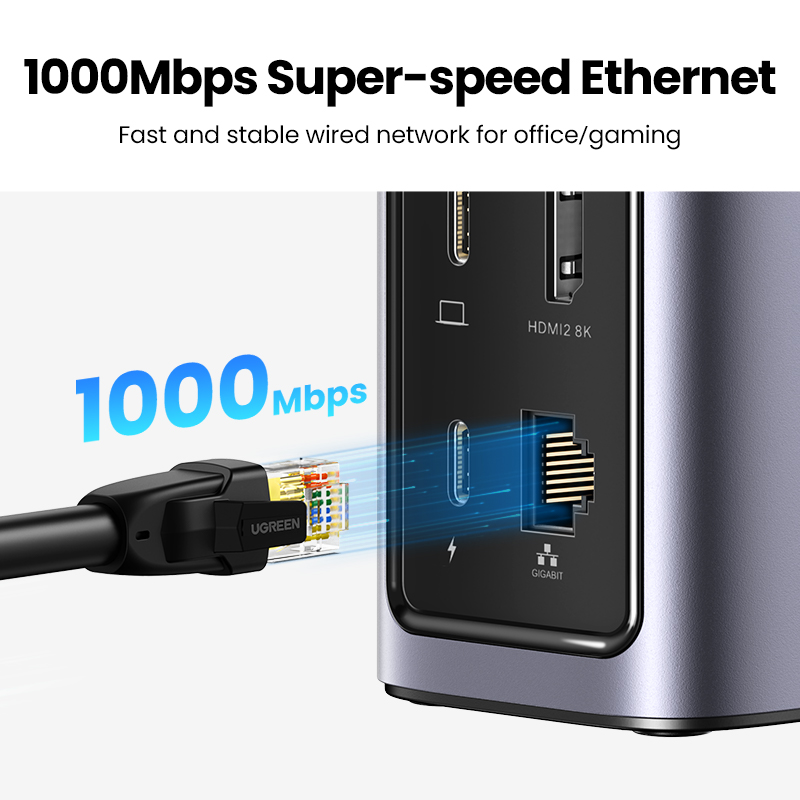 Ugreen docking station 12-em-1 usb c para 8k hdmi displayport