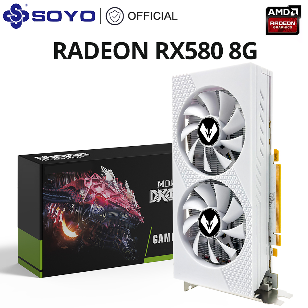 SOYO AMD Redaon RX580 8G Graphics Card GDDR5 Memory 256Bit White