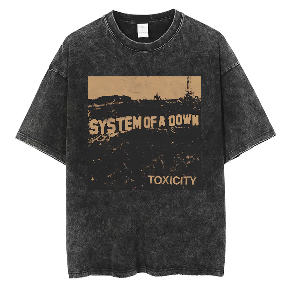 Washed Vintage System of A Down Toxicity Music Album Cover Tshirt