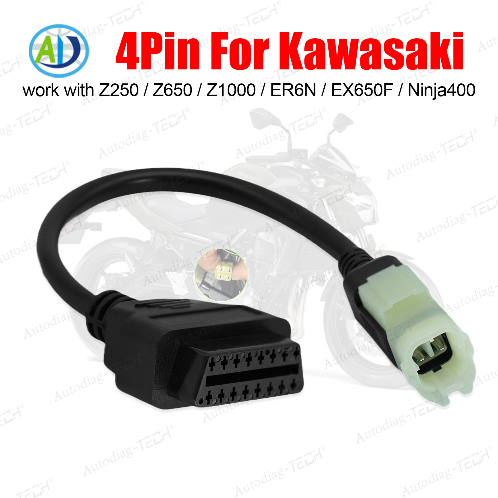 4Pin OBD2 Adapter For Kawasaki Z250 Z650 Z1000 ER6N EX650F