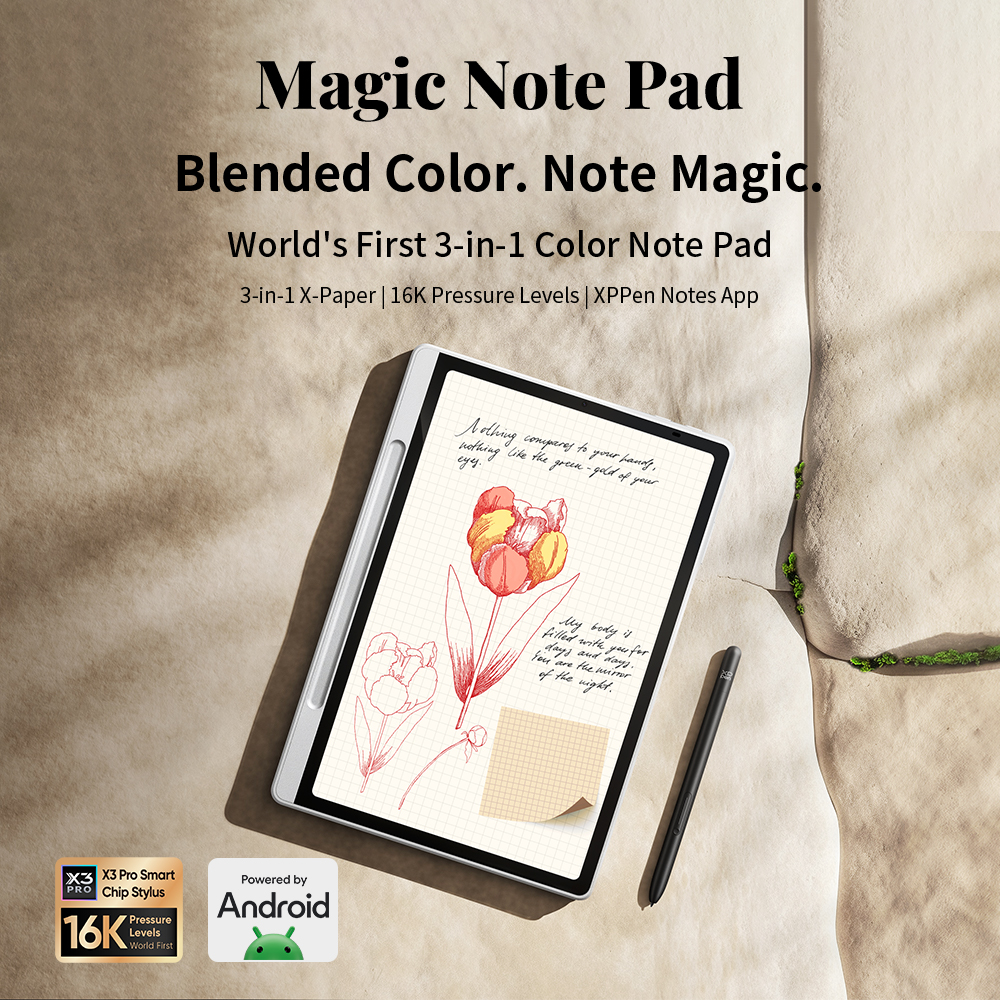 XPPen Magic Note Pad Android 14 White Graphic Tablet Business