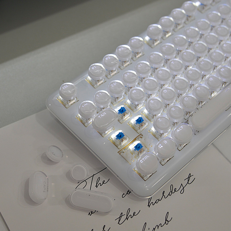 透明なメカニカルゲーミングキーボード,104キー,RGBバックライト付き