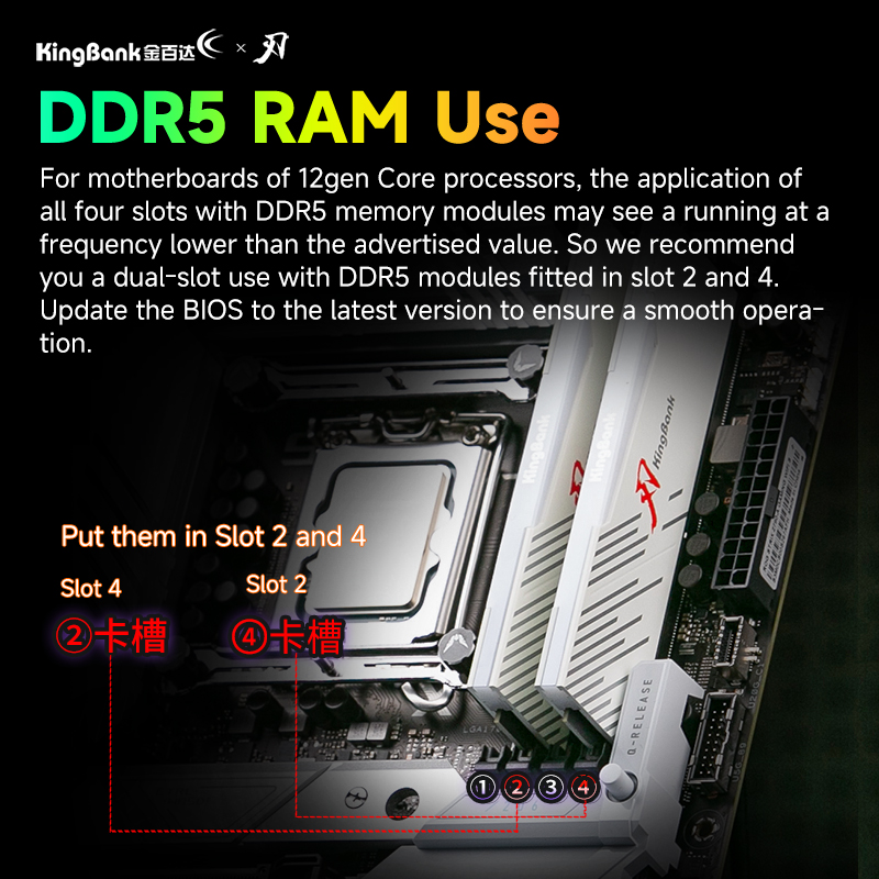 KingBank White RGB DDR5 MEMORY 16GBx2 8000MHz 32GB Hynix A die