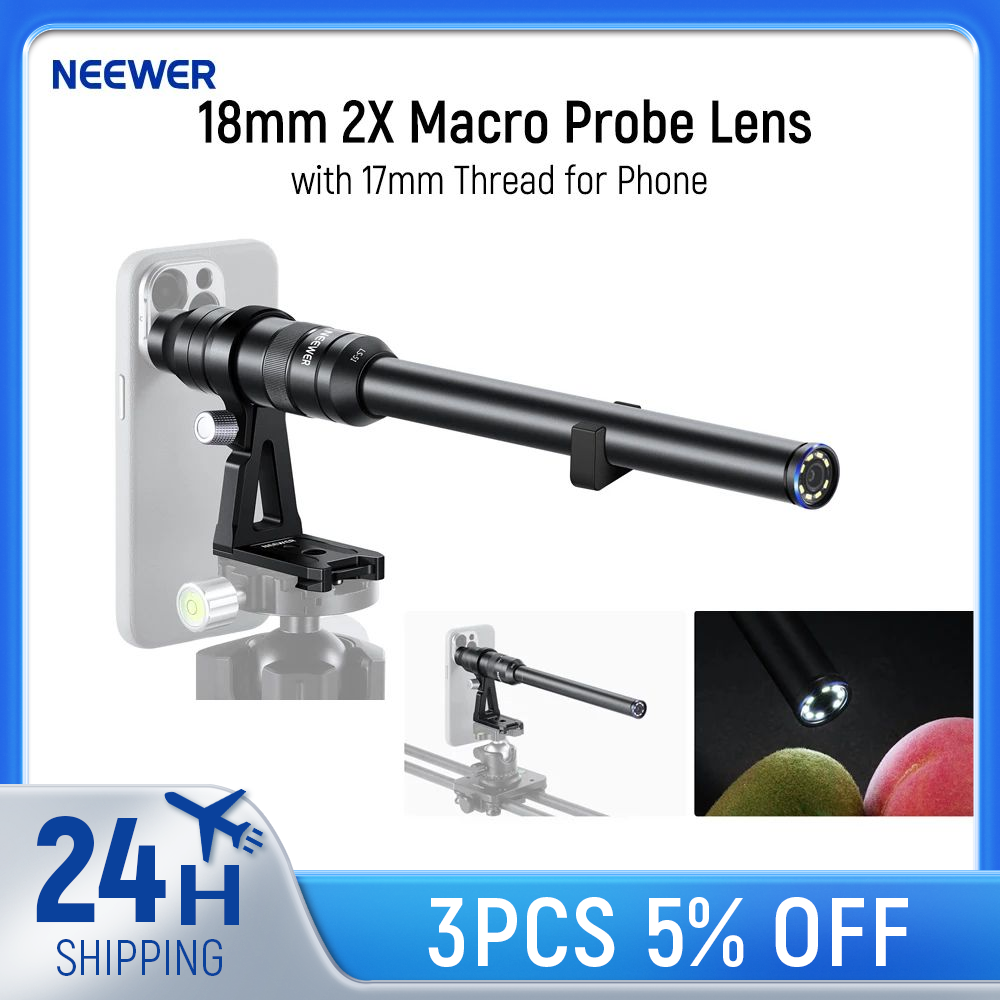 NEEWER 18mm 2X Macro Probe Lens with 17mm Thread for Phone Cage