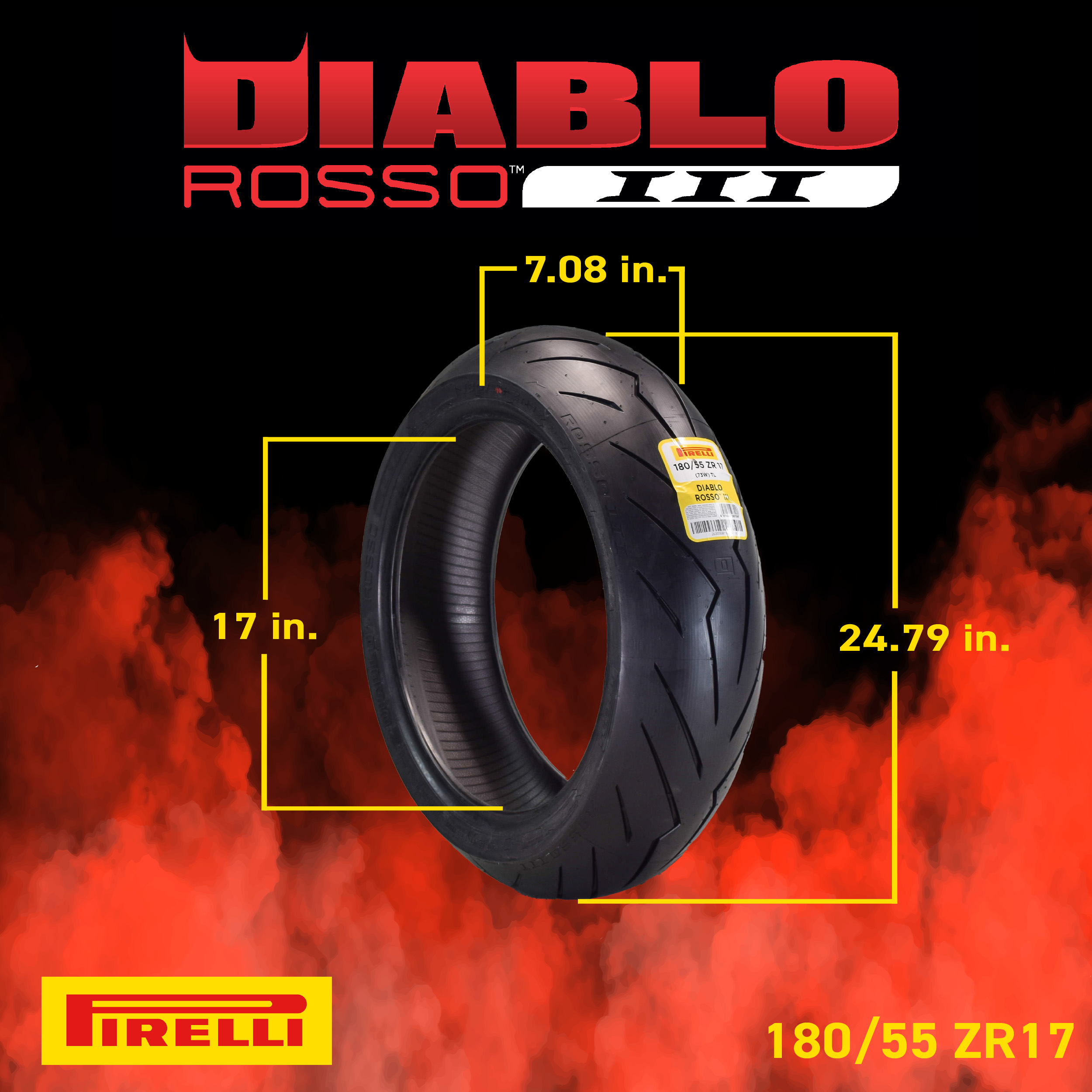 Pirelli Diablo Rosso III 180/55 ZR17 Rear Motorcycle Tire | eBay