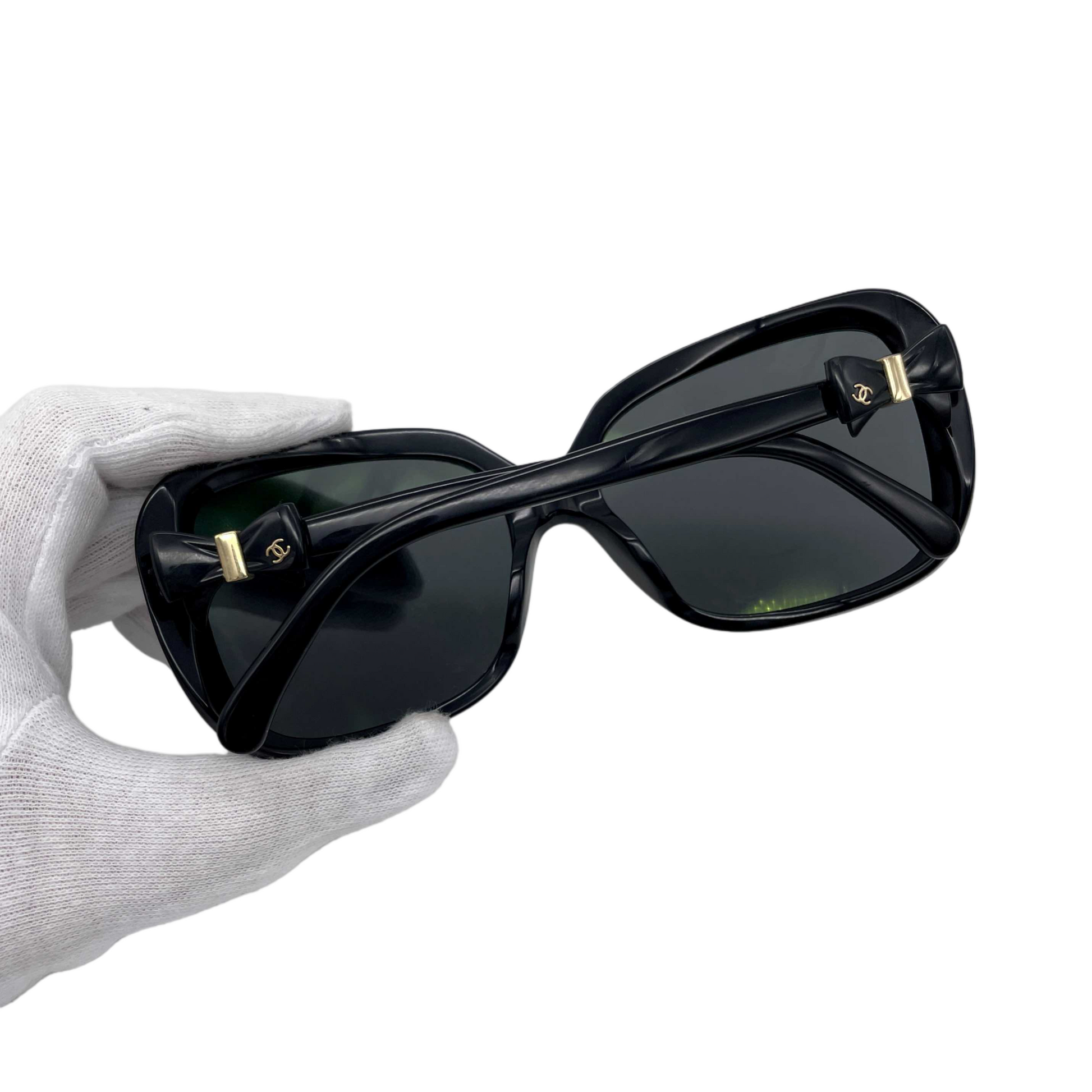 CHANEL 5171-A Bow Detail Square Sunglasses Black & Gold – Afar