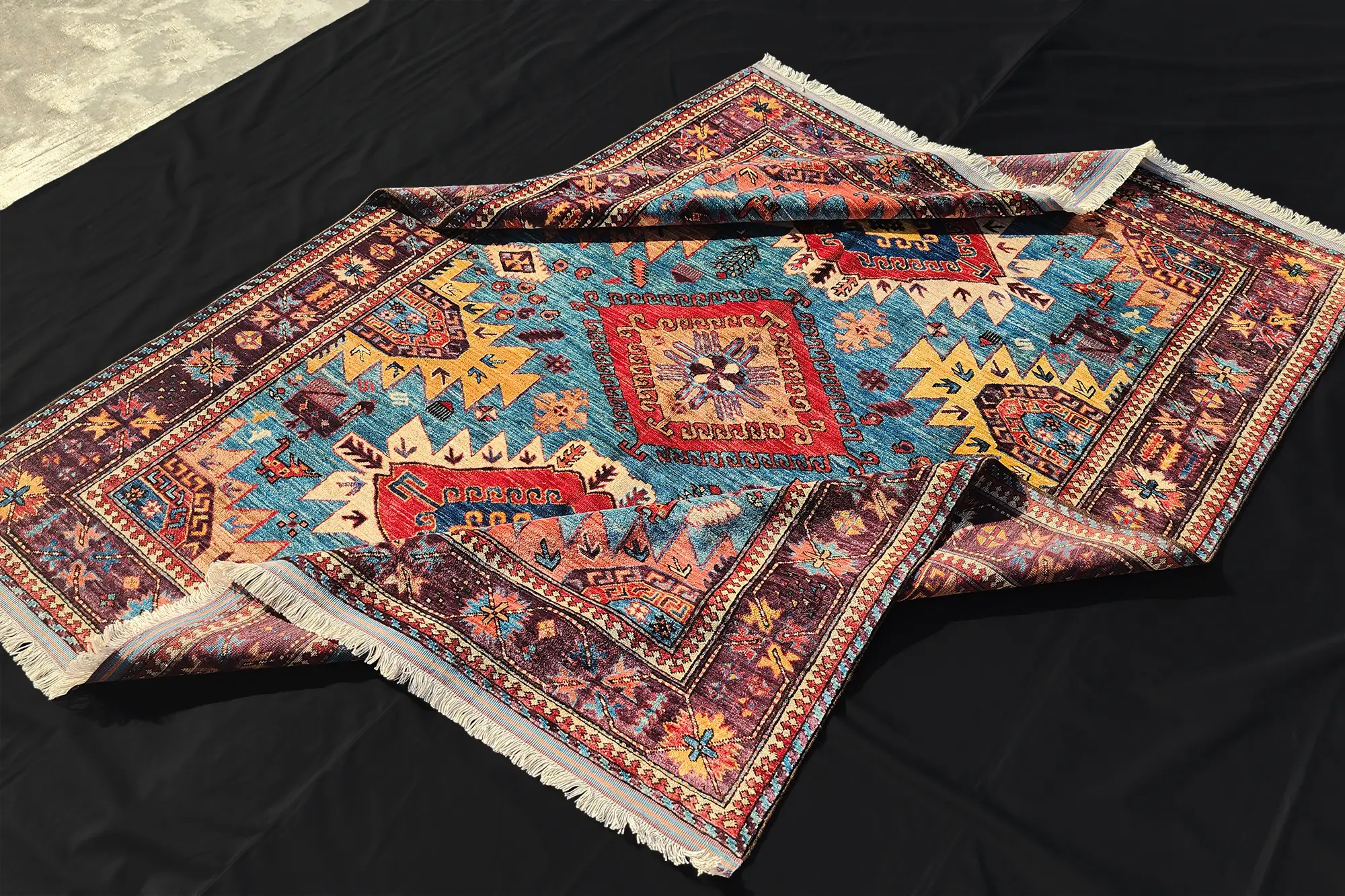 6x7 Blue Baluch Hand-knotted Wool Rug | Afghanu.com