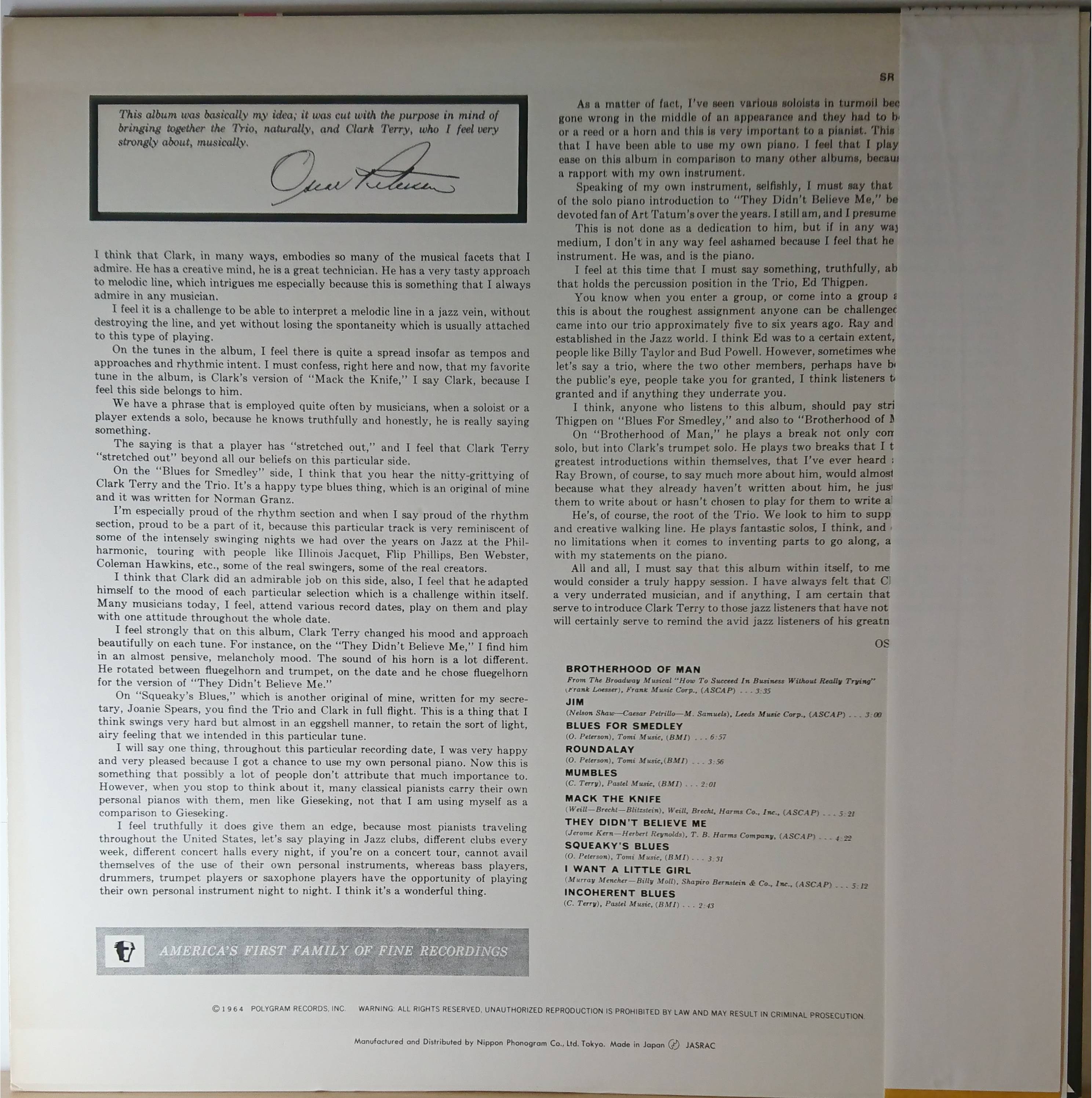 Oscar Peterson Trio / Clark Terry ‎– + One | 中古レコード通販