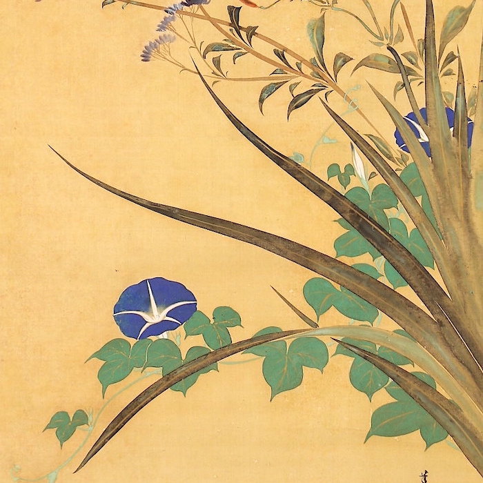 鈴木其一「朝顔小禽図」 絹本 着色 琳派 江戸絵画 / Suzuki Kiitsu