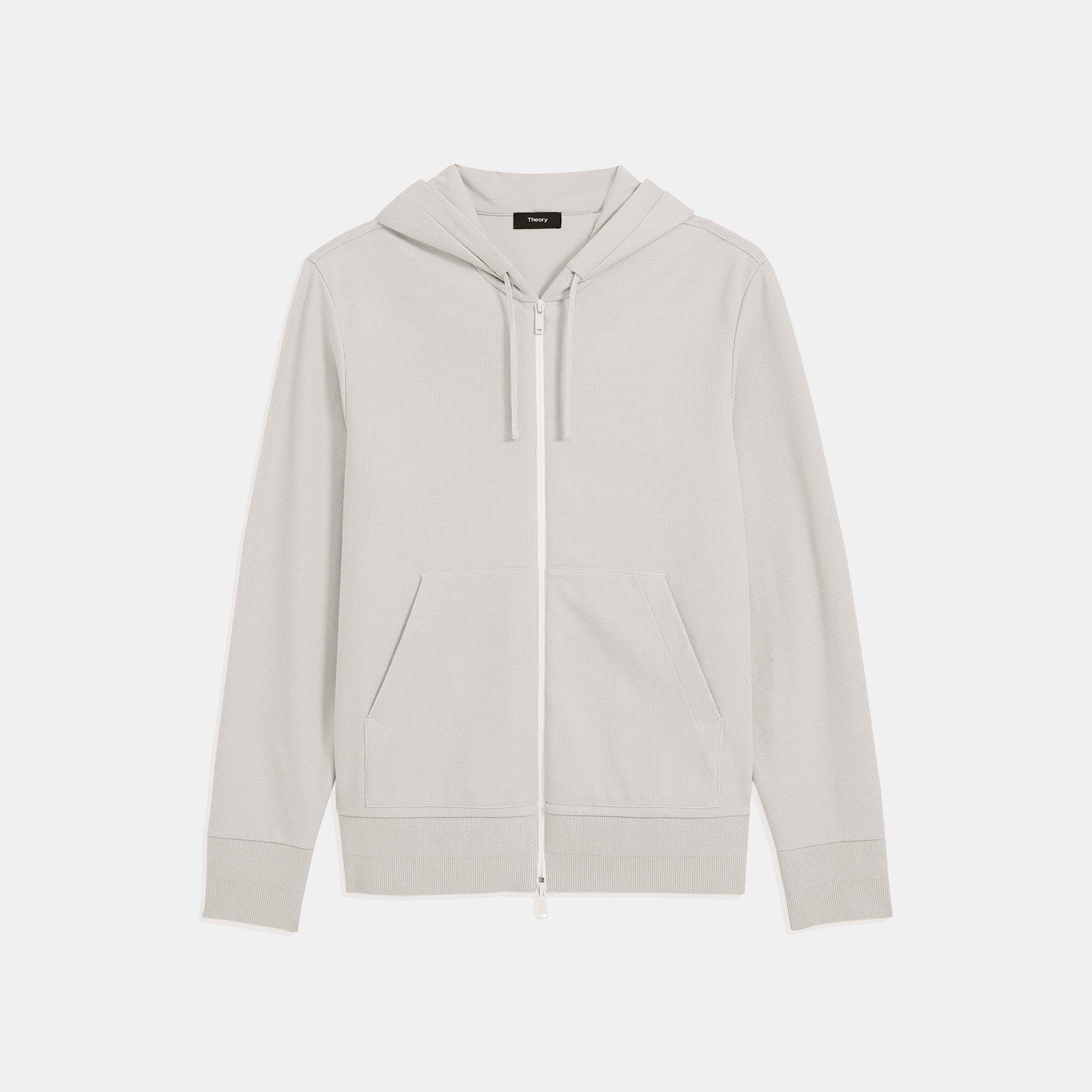 Theory Official Site | Zip Hoodie in Waffle Knit Organic Cotton