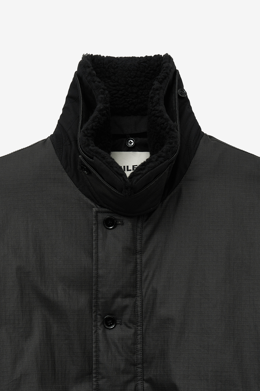 Influencer pick] [MEN] Waxed Shearling Collar Jacket BLACK