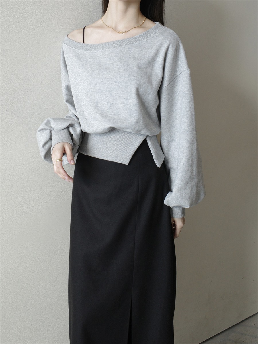 RE ARRIVAL】off shoulder sweat tops / grey amel