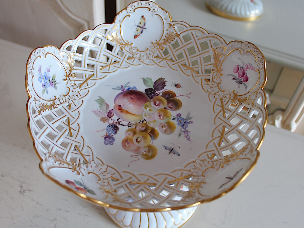 Sold♢︎マイセンコンポート 花とフルーツ柄、ピアス | アリス