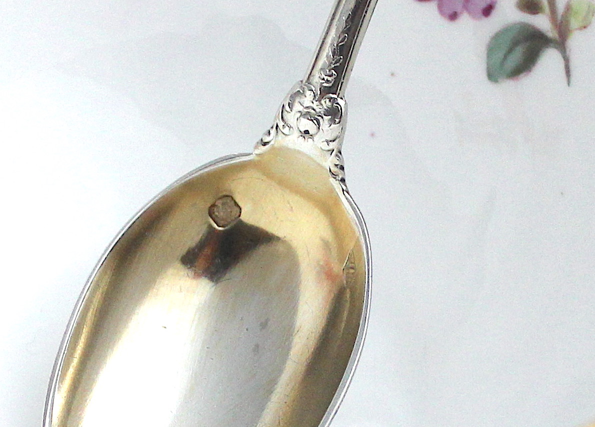 Sold : ピュイフォルカスプーン6本フレンチシルバー950,リボン、薔薇