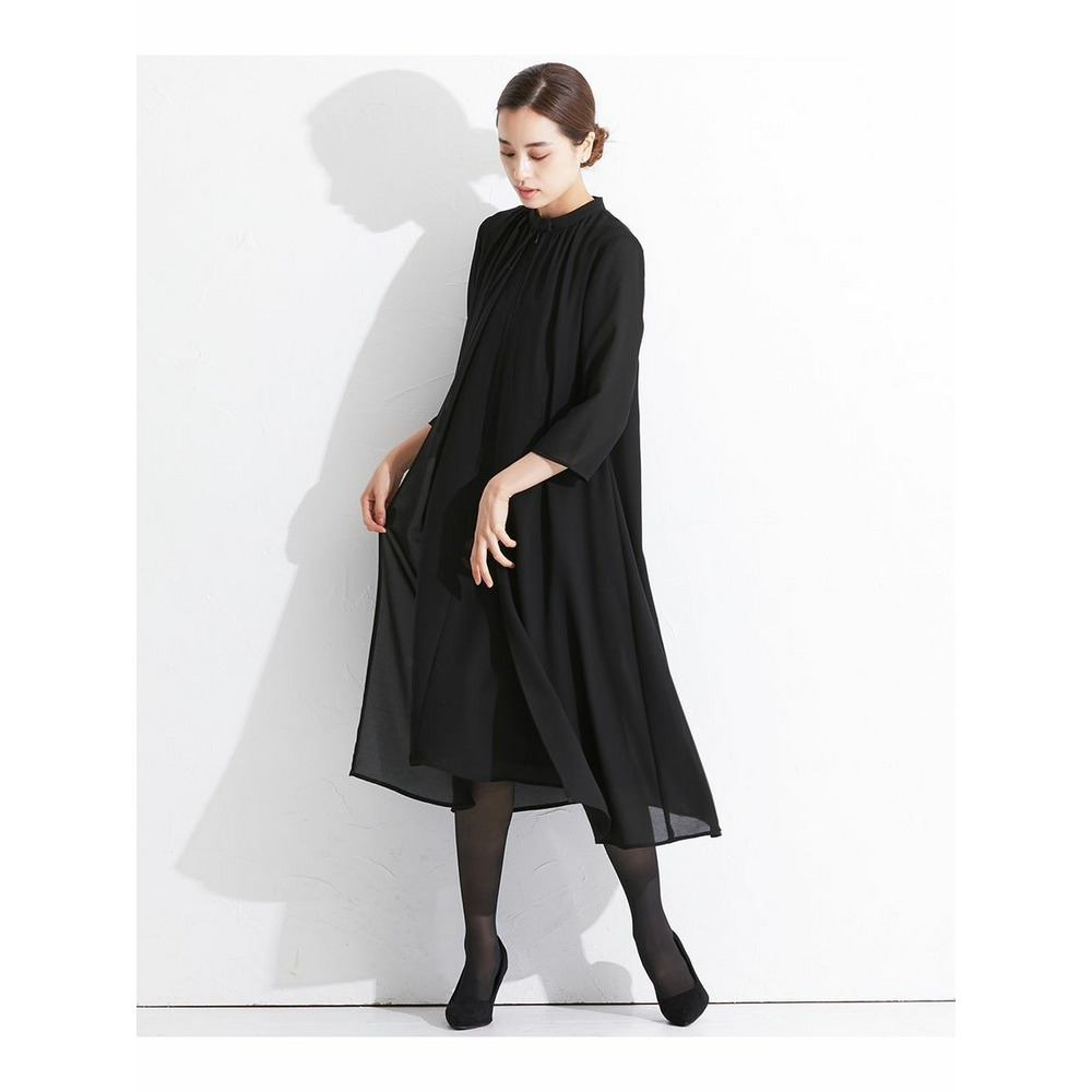 喪服・礼服】日本製生地使用 洗える防しわ前開きスタンドカラー