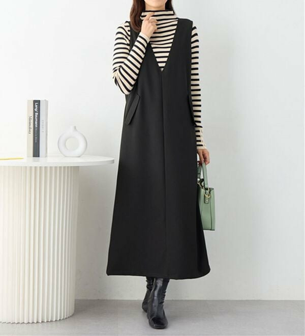 細見え深Vジャンパースカート 272071｜【アリノマ】大きいサイズの