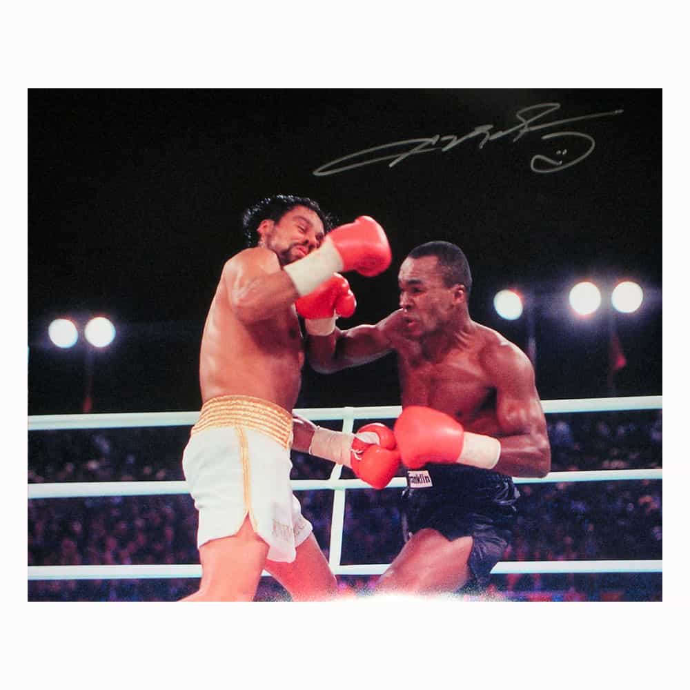 シュガー・レイ・レナードのサイン入り16×20写真対ロベルト・デュラン